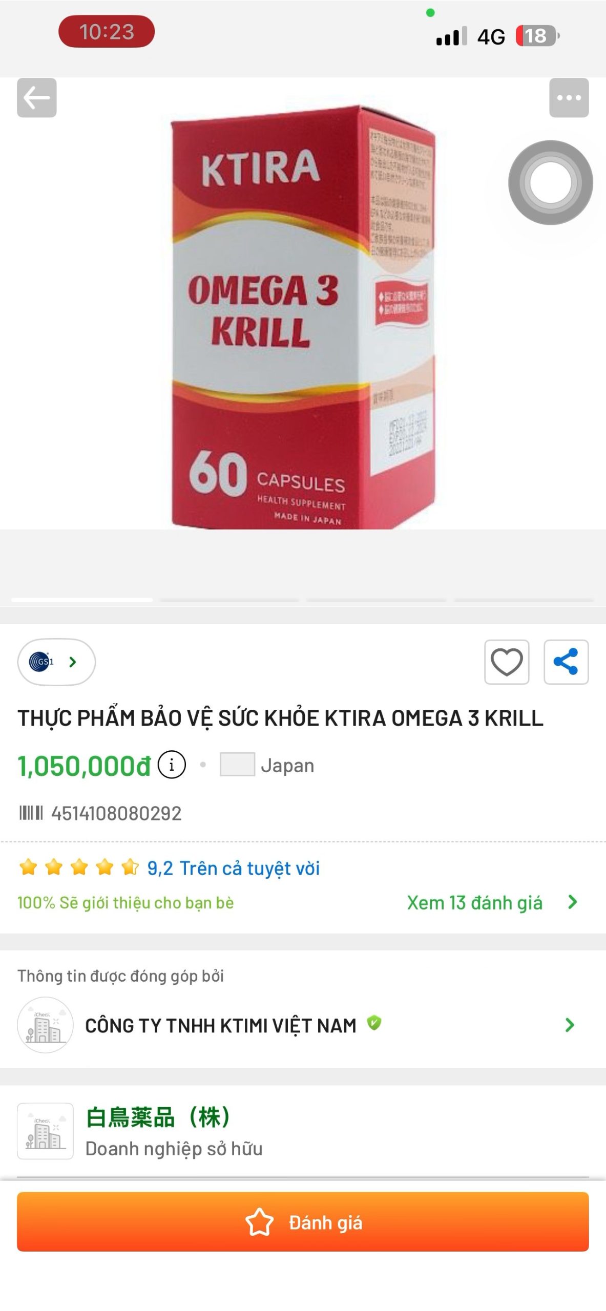Kết quả sau khi quét mã vạch