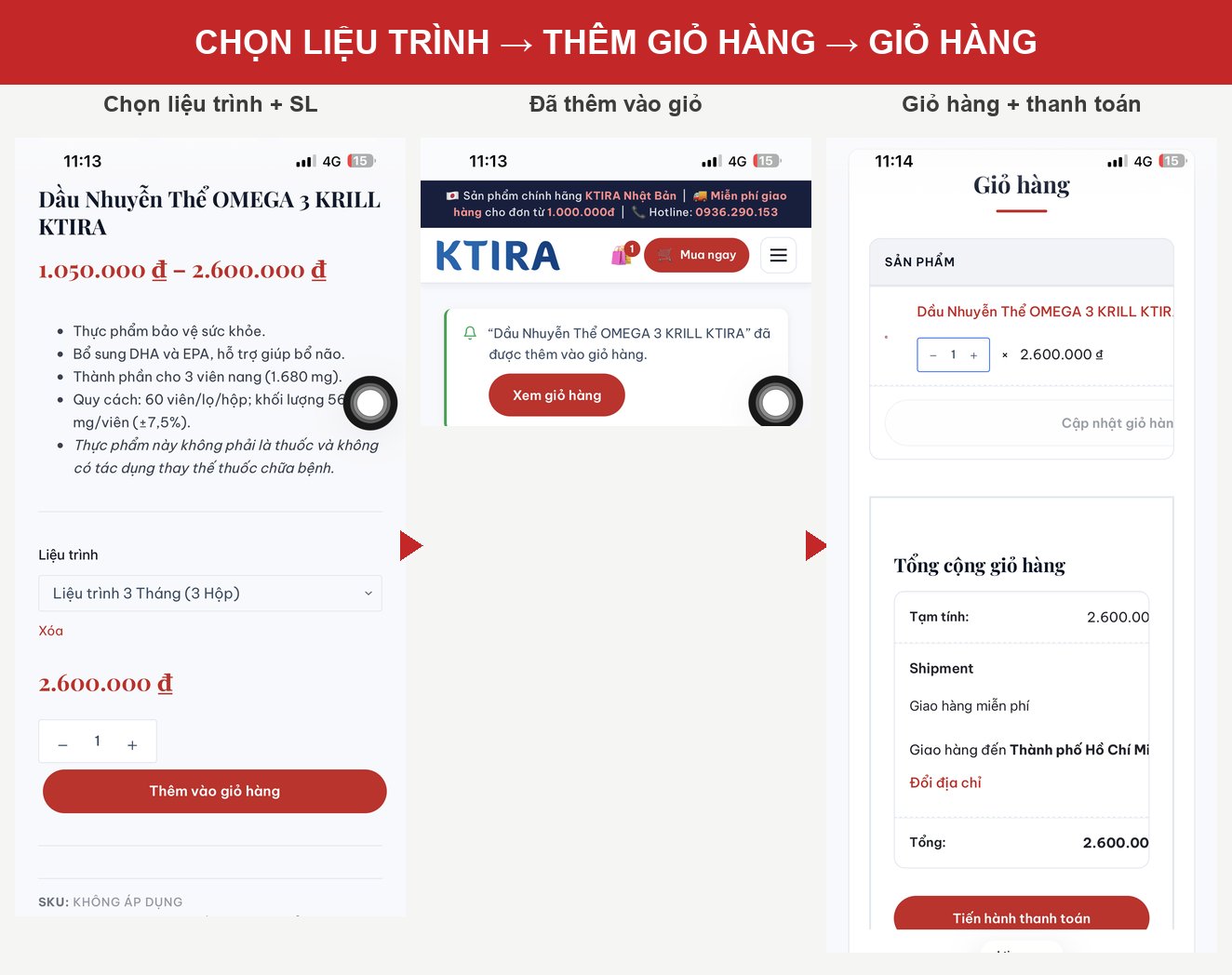Bước 3: Thêm vào giỏ hàng và đặt hàng
