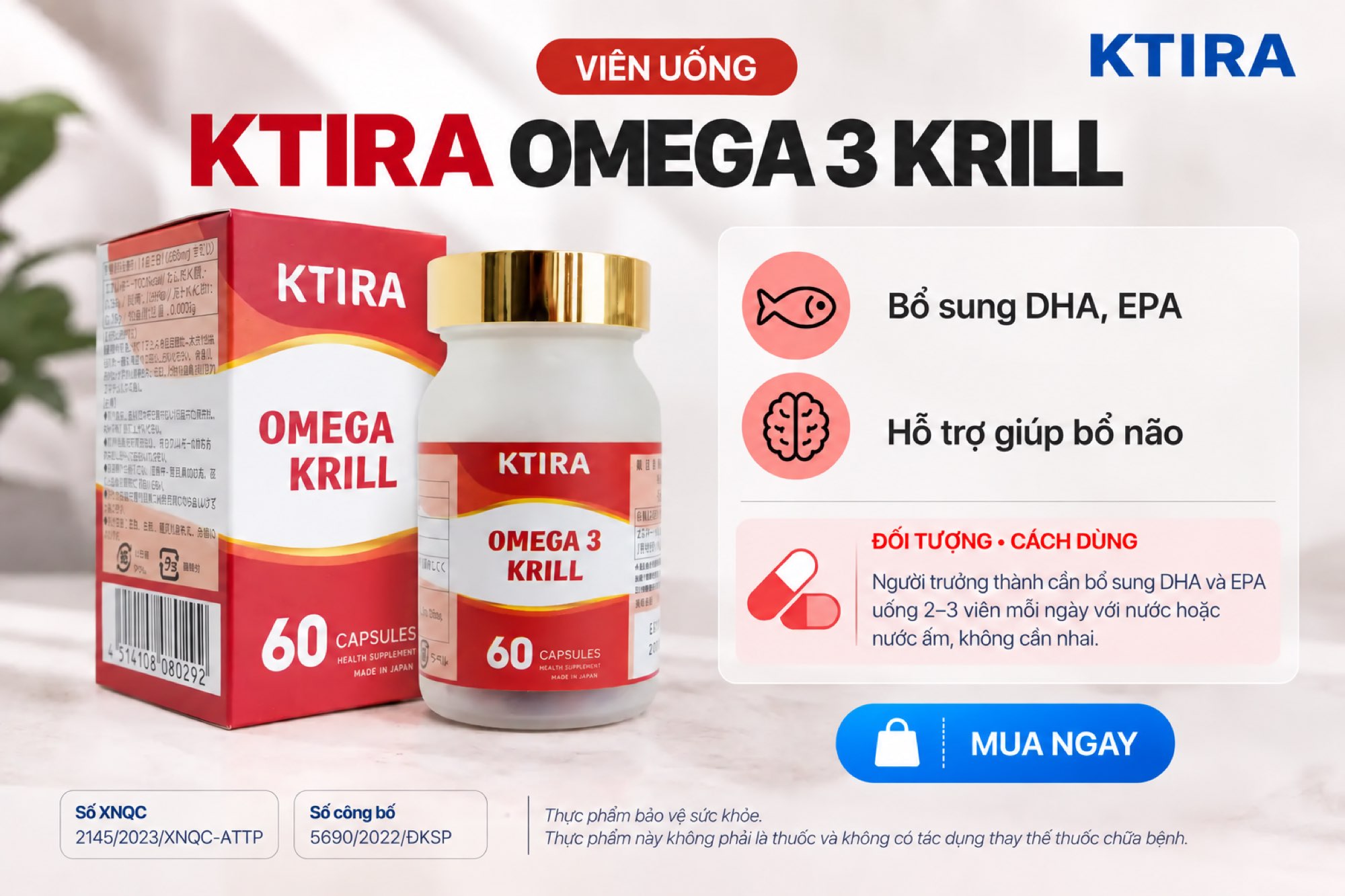 Viên Uống KTIRA OMEGA 3 KRILL